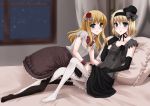  alice_margatroid bad_id black_legwear blonde_hair blue_eyes elbow_gloves gloves hairband hat kakokou lolita_fashion long_hair mini_top_hat multiple_girls pantyhose shanghai shanghai_doll short_hair top_hat tottoto_tomekichi touhou white_legwear yuri 