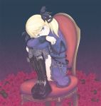  blue_eyes casper cave_(developer) chair deathsmiles flower fuwa_yahiko rose thigh-highs thighhighs twintails 