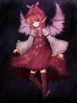  brown_legwear brown_thighhighs dress fingernails hat highres long_fingernails long_nails mystia_lorelei nails pink_hair purple_hair shippu_man shippu_man_(artist) short_hair thigh-highs thighhighs touhou wings 