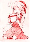  hat holding holding_gift monochrome pink_background red rumia santa_hat smile touhou traditional_media vent_arbre 