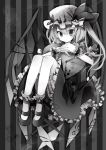  arrow flandre_scarlet hat heart highres ibara_riato long_hair monochrome side_ponytail solo touhou wrist_cuffs 