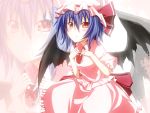  bat_wings blue_hair blush colored dress highres kamo_(yokaze) red_eyes remilia_scarlet ribbon solo touhou wings zoom_layer 