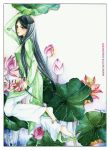  alternate_hairstyle axis_powers_hetalia barefoot black_hair dress flower leaf lily_pad long_hair lotus thuyan traditional_clothes very_long_hair vietnam_(hetalia) vietnamese_dress 