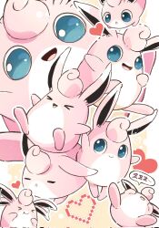  >_< :t arms_up asakirirokuyu blue_eyes closed_mouth commentary_request corrupted_twitter_file heart highres open_mouth outstretched_arm pixel_heart pokemon pokemon_(creature) pokemon_focus smile speech_bubble tongue triangle_mouth wigglytuff zzz 