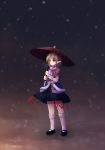  arm_warmers asyura7 blonde_hair dress green_eyes highres mizuhashi_parsee pointy_ears solo touhou umbrella 