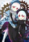  alice_(fate/extra) dress fate/extra fate_(series) gears gothic_lolita hat lolita_fashion long_hair masin0201 multiple_girls red_eyes white_hair 