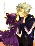 1girl aya_tori child dress fate/zero fate_(series) grey_hair hair_ribbon hands_on_another&#039;s_face hands_on_another's_face hoodie matou_kariya matou_sakura purple_eyes purple_hair ribbon short_hair tears uncle_and_niece violet_eyes young 