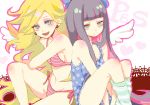  angel_wings blonde_hair bra camisole drawr earrings expressionless jewelry kneehighs long_hair multicolored_hair multiple_girls panties panty_&amp;_stocking_with_garterbelt panty_(psg) rouki_isago siblings sisters smile stocking_(psg) thigh-highs thighhighs two-tone_hair underwear wings 