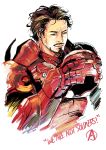  armor avengers black_hair blood facial_hair headwear_removed helmet helmet_removed iron_man licamen male marvel mustache power_armor solo superhero tony_stark 