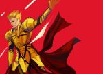  armor blonde_hair fate/zero fate_(series) gate_of_babylon gilgamesh k-rei male realistic red_background red_eyes solo 