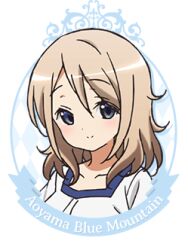  1girl aoyama_blue_mountain blonde_hair blue_eyes blush character_name closed_mouth collarbone gochuumon_wa_usagi_desu_ka? hair_between_eyes looking_at_viewer lowres medium_hair official_art portrait shirt smile solo square_neckline transparent_background white_shirt 