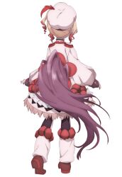  1girl boots curly_hair dress frilled_dress frilled_skirt frills from_behind hat hat_feather highres magical_girl mahou_shoujo_ikusei_keikaku mahou_shoujo_ikusei_keikaku_restart multicolored_hair necktie official_art pechika_(mahoiku) rooster_tail short_hair skirt thigh-highs two-tone_hair white_background 