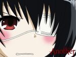  another black_hair blush eyepatch gununu logo meme misaki_mei red_eyes title_drop 