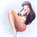  bikini black_hair highres hime_cut kanoe_yuuko long_hair nave red_eyes swimsuit tasogare_otome_x_amnesia 