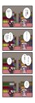  4koma black_wings book bookshelf chair comic crescent dora_e hair_ribbon hat head_wings highres koakuma library long_hair multiple_girls patchouli_knowledge purple_hair red_hair redhead ribbon table touhou translated translation_request voile wings 