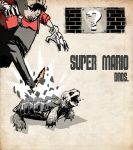  1boy breaking chin coughing_blood facial_hair fat_man gloves greyscale koopa_troopa male mario matthewethan monochrome mustache shoes spot_color super_mario_bros. suspenders title_drop tortoise turtle white_background white_gloves 