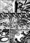  comic fox_tail gonnzou highres monochrome punching tail touhou translated translation_request yakumo_ran yakumo_yukari 