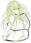 androgynous bad_id enkidu_(fate/strange_fake) fate/strange_fake fate_(series) green_eyes green_hair long_hair male robe solo uka_(color_noise) 