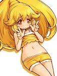  animated animated_gif blonde_hair blush choker cure_peace double_v dress hair_ornament kise_yayoi long_hair magical_girl mound_of_venus navel ponytail precure shigatake smile_precure! solo sweat tears v wrist_cuffs yellow_dress yellow_eyes 