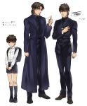  adult backpack bag brown_eyes brown_hair cassock character_sheet child cross cross_necklace fate/stay_night fate/zero fate_(series) jewelry k29 kotomine_kirei male multiple_boys multiple_persona necklace shorts young 