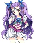  blue_rose elbow_gloves flower gloves hair_bobbles hair_ornament hand_on_hip hips long_hair magical_girl midriff milky_rose mimino_kurumi navel precure purple_hair red_eyes rose simple_background solo tiara two_side_up very_long_hair white_background yes!_precure_5 yes!_precure_5_gogo! yukiwo 