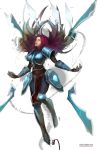  alternate_color alternate_costume armor artist_request blade breasts grey_eyes highres irelia league_of_legends lips lipstick long_hair looking_at_viewer makeup purple_hair solo watermark 