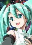  aqua_eyes aqua_hair bridal_gauntlets hand_on_own_chest hatsune_miku hatsune_miku_(append) miku_append miri_(ago550421) solo twintails vocaloid vocaloid_append 