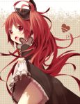  alternate_costume fang heart hetaling long_hair mahou_shoujo_madoka_magica open_mouth ponytail red_eyes red_hair redhead sakura_kyouko shin_(hetaling) solo 