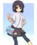  bag blue_eyes casual contemporary doll kuromu leggings sagimori_arata saki saki_achiga-hen short_hair shoulder_bag simple_background 