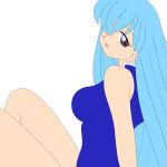  1girl aqua_hair highres legs long_hair miniskirt photoshop purple_eyes skirt smile stewardess tenjouin_katsura thighs vector_trace 