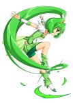  bike_shorts boots cerasus cure_march green_eyes long_hair magical_girl midorikawa_nao ponytail precure simple_background skirt smile smile_precure! solo very_long_hair white_background 