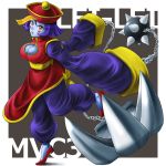  ball_and_chain blue_eyes blue_hair blue_skin blush blush_stickers breasts chinese_clothes claws cleavage cleavage_cutout hat jiangshi large_breasts lei_lei marvel_vs._capcom marvel_vs._capcom_3 ofuda pants shimusu short_hair solo spike_ball vampire_(game) yellow_eyes 