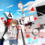  blood brown_hair hibiya_(kagerou_project) kagerou_days_(vocaloid) male meega power_lines road_sign short_hair shorts sign sky solo vocaloid wince 