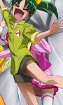  &gt;_&lt; green_hair haruyama hoshizora_miyuki kise_yayoi midorikawa_nao multiple_girls open_mouth panties ponytail precure shorts smile_precure! thigh-highs thighhighs underwear white_legwear 