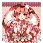  bow brown_eyes character_name dress fangs fanks frills hair_bow hair_ornament highres long_hair looking_at_viewer nekomura_iroha nou open_mouth pink_hair ponytail solo vocaloid 