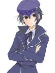  androgynous blue_hair cabbie_hat can&#039;t_be_this_cute can't_be_this_cute crossdressinging crossed_arms detective expressionless female folded_arms hat looking_away persona persona_4 reverse_trap shirogane_naoto short_hair solo standing tomboy usagi812 wavy_hair 