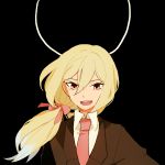  afuro_terumi blonde_hair formal inazuma_eleven_(series) inazuma_eleven_go l_hakase long_hair male necktie ponytail red_eyes simple_background solo suit 