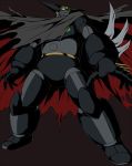 black_getter blade cloak getter_robo glowing glowing_eyes mecha no_humans shin_getter_robo shouji_2 simple_background solo spikes torn_clothes weapon 