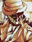  92kuni92 cravat dc_comics fedora hat highres inkblot looking_away male mask rorschach scarf solo trench_coat watchmen 