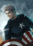  blonde_hair blue_eyes captain_america highres lulla male marvel shield solo steve_rogers superhero 