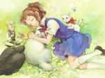  bird bowtie brown_hair butterfly cat closed_eyes crow eyes_closed flower formal grass kneehighs muta_(neko_no_ongaeshi) neko_no_ongaeshi ponytail ribbon saya_(mychristian2) school_uniform skirt skirt_set studio_ghibli suit the_baron white_legwear yoshioka_haru yuki_(neko_no_ongaeshi) 