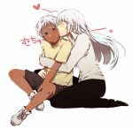  1girl dark_skin fujikiti hug johnathan_mar jormungand kiss koko_hekmatyar long_hair red_eyes scar silver_hair white_hair 