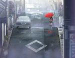  aozaki_aoko game_cg koyama_hirokazu long_hair mahoutsukai_no_yoru rain scenic seifuku umbrella 