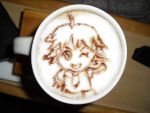  ;d awakened_miki cappuccino_(drink) capuccino chibi cup food food_art highres hoshii_miki idolmaster open_mouth photo ryanse smile wink 