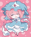  ^_^ closed_eyes eyes_closed hat hitodama mari_audio open_mouth pink_hair saigyouji_yuyuko short_hair smile solo touhou triangular_headpiece 