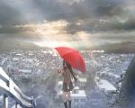  aozaki_aoko city clouds game_cg koyama_hirokazu long_hair mahoutsukai_no_yoru scenic seifuku sky umbrella 