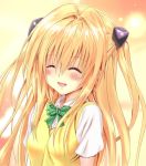  :d ^_^ blonde_hair blush closed_eyes colored eyes_closed hair_ornament highres konjiki_no_yami long_hair open_mouth school_uniform smile solo to_love-ru to_love-ru_darkness yabuki_kentarou 