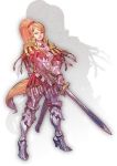  armor blonde_hair faulds gauntlets graveyard high_heels jpeg_artifacts long_hair official_art phiona ponytail shoes solo sword valkyrie_profile valkyrie_profile_covenant_of_the_plume very_long_hair warrior weapon zoom_layer 