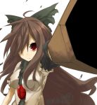  1girl arm_cannon bad_id black_hair eiri_(eirri) long_hair red_eyes reiuji_utsuho solo touhou weapon 