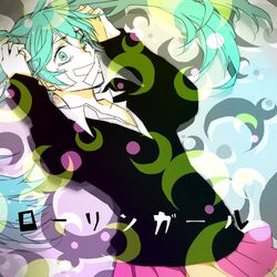  gag gagged green_eyes green_hair hatsune_miku highres rolling_girl_(vocaloid) skirt tears twintails vocaloid 